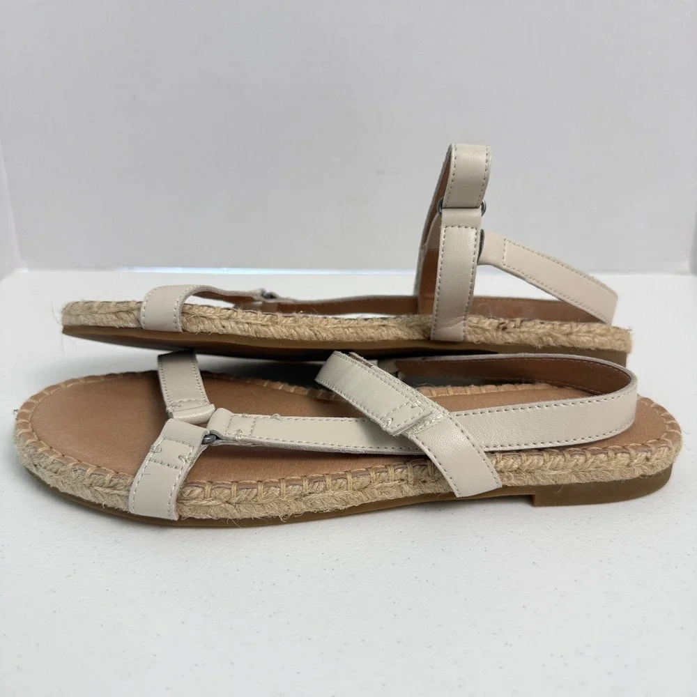 Madewell The Hallie Espadrille Sandal in Leather Pale Oyster Cream Womens 7